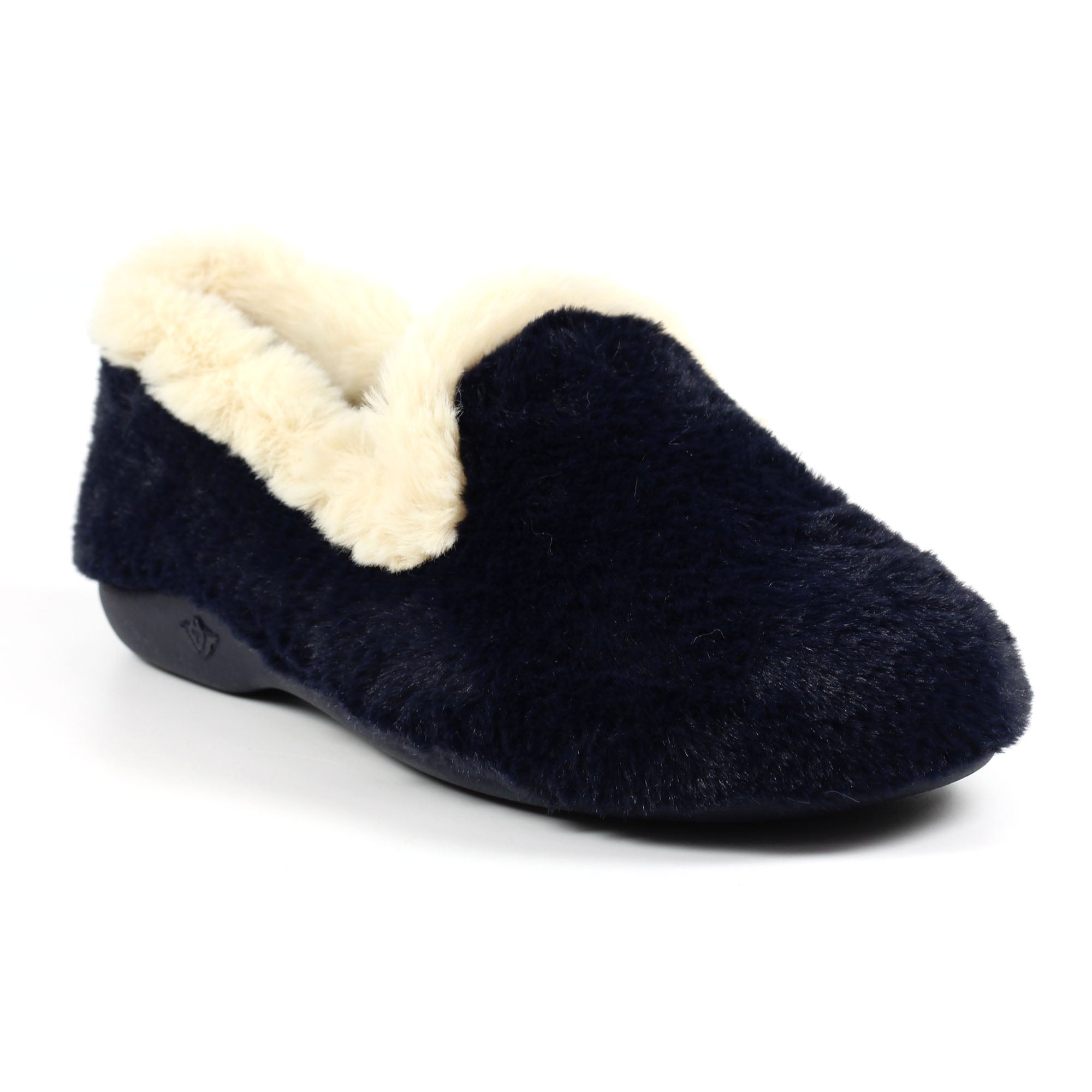 Shake Navy Fur Trim Slipper