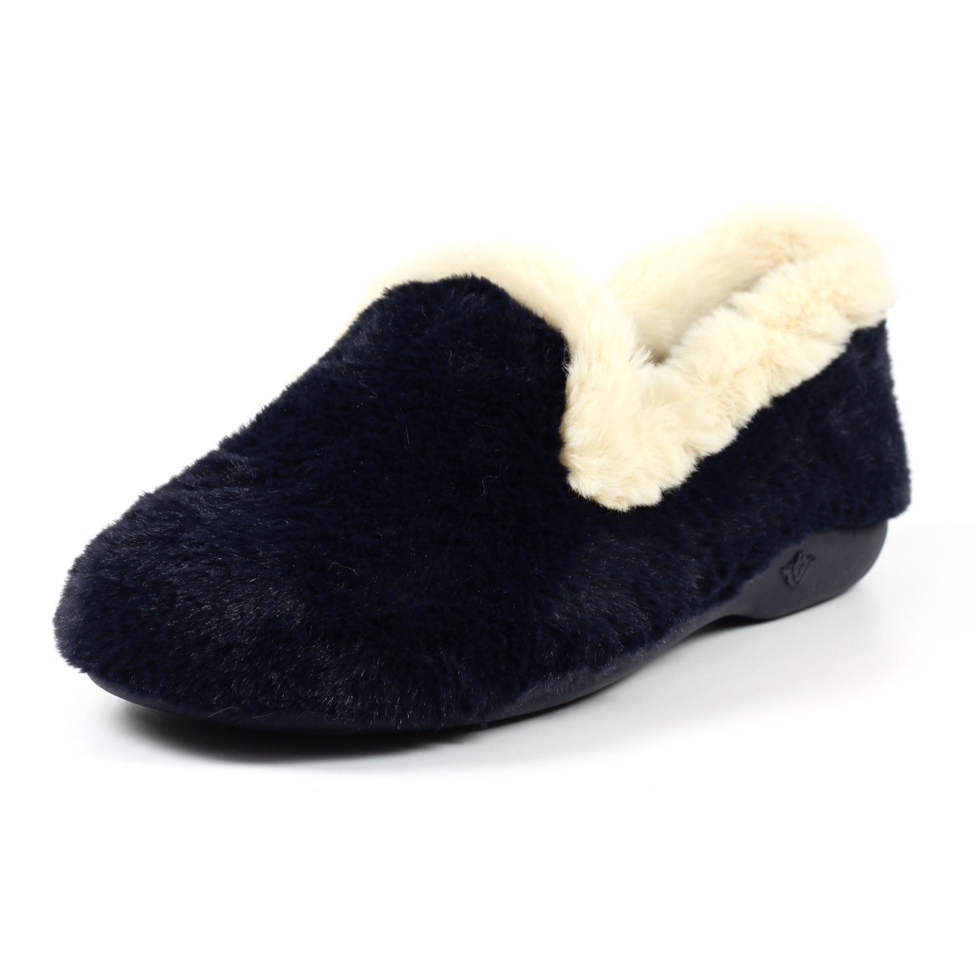 Shake Navy Fur Trim Slipper