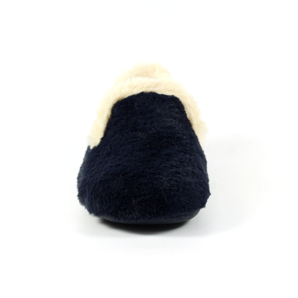 Shake Navy Fur Trim Slipper