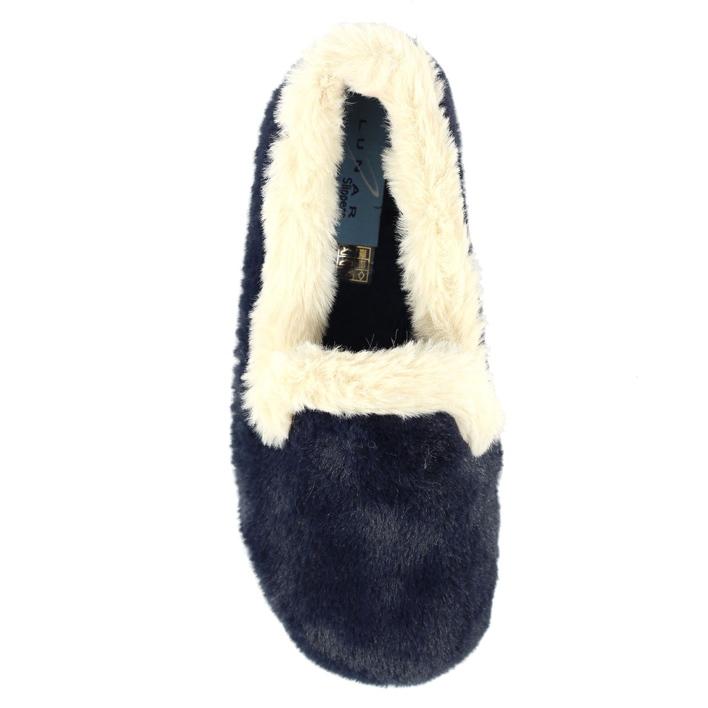 Shake Navy Fur Trim Slipper
